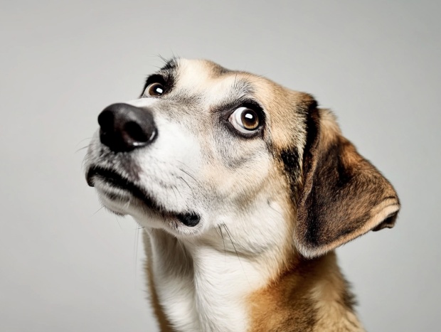 Anxious expression of a dog