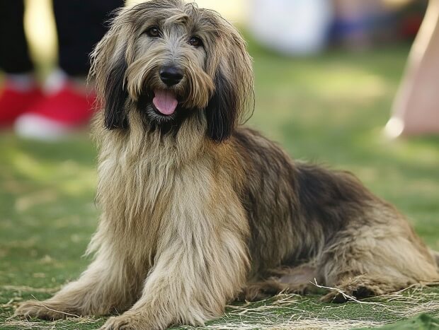 An Egyptian sheepdog sitting in the park