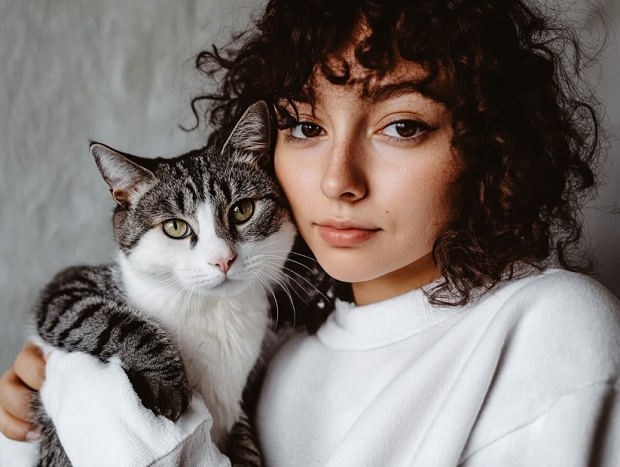 Cat with its Owner