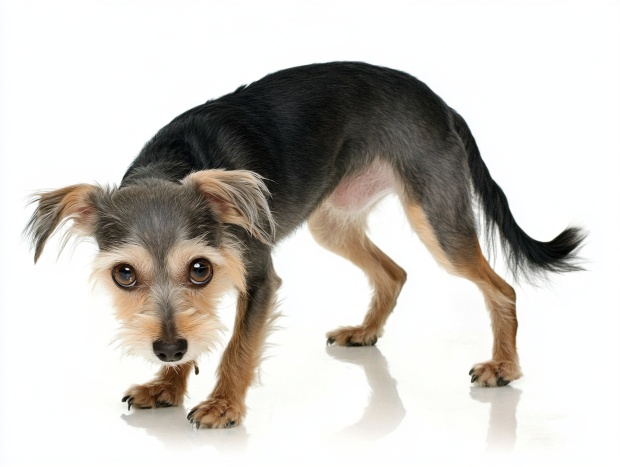 Fearful posture of a dog