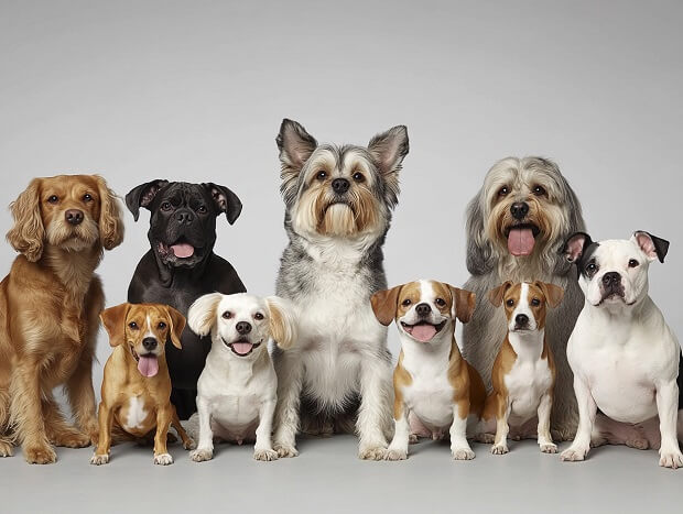 Variety of dog breeds