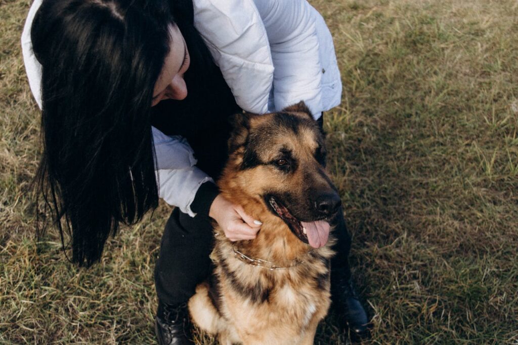 German Shepherd with a woman