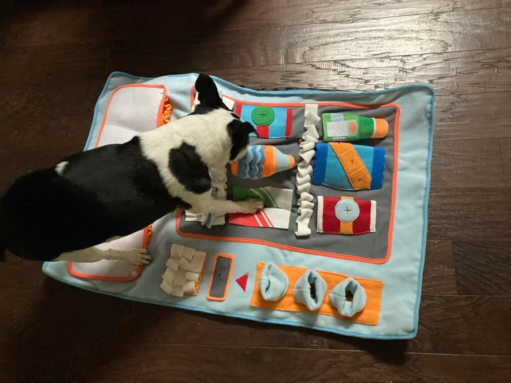Using a snuffle mat for dog meals