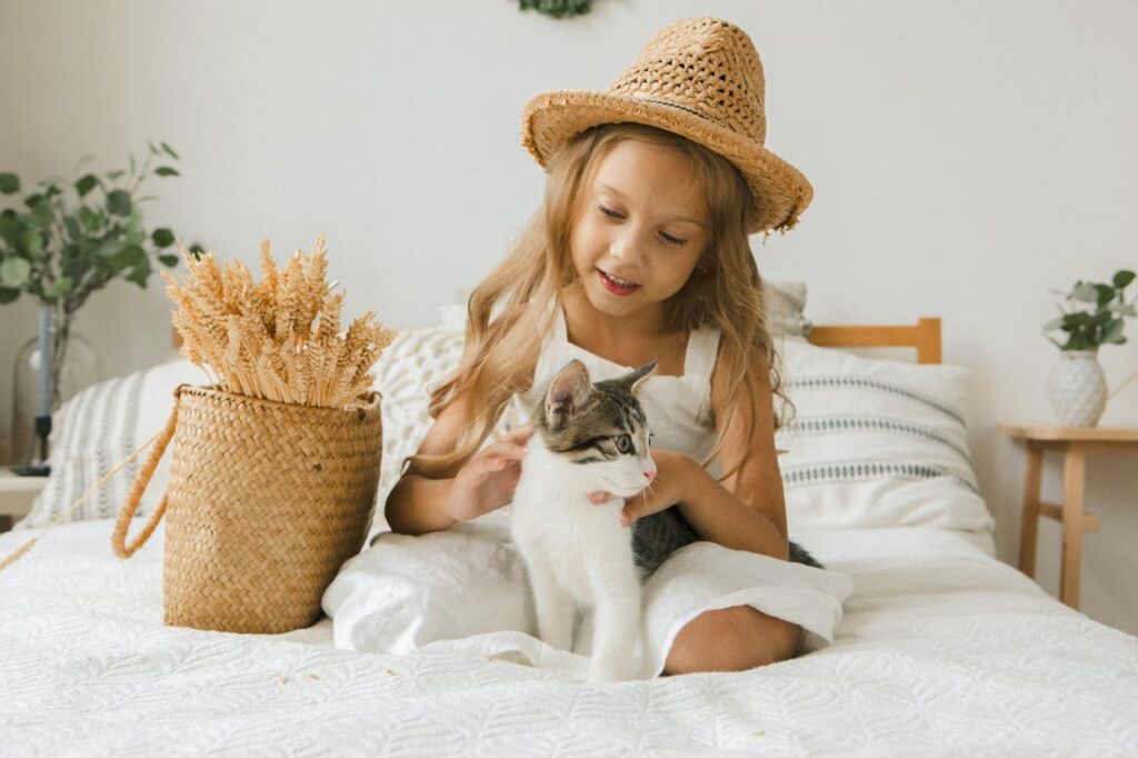 cat and kid