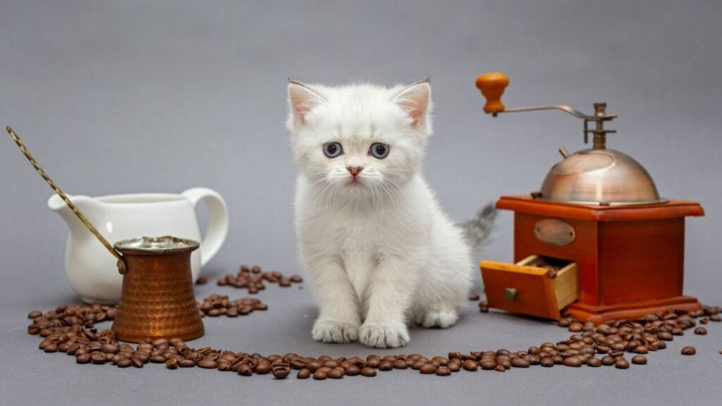cat in center of coffee