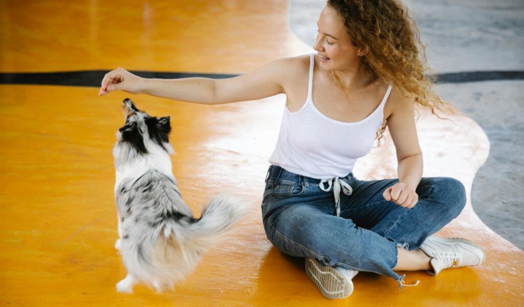 Woman sitting on the floor