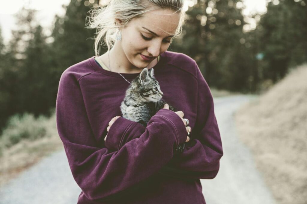 cat with owner