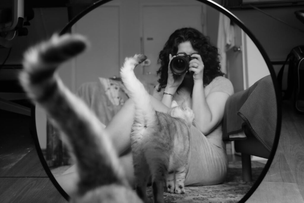 reflective moment with cat