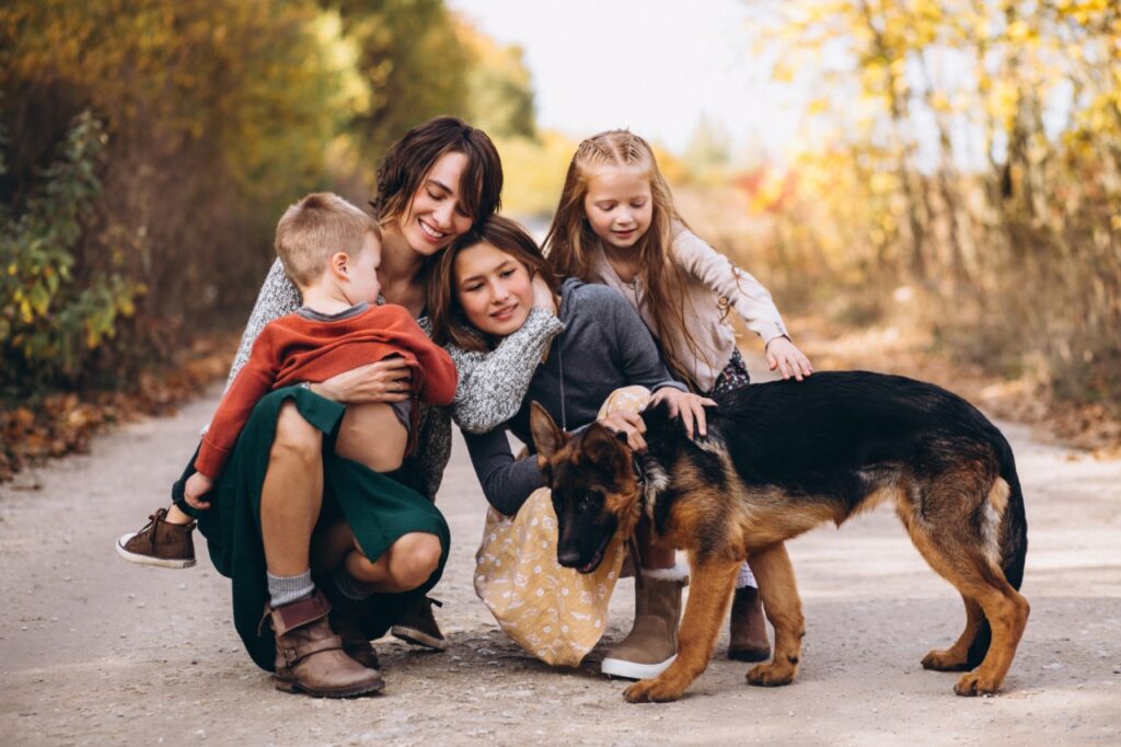 German Shepherd with family