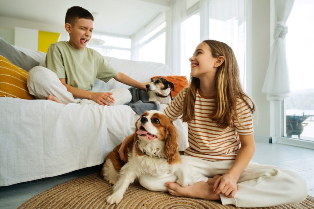 Cavalier King Charles Spaniel with kids