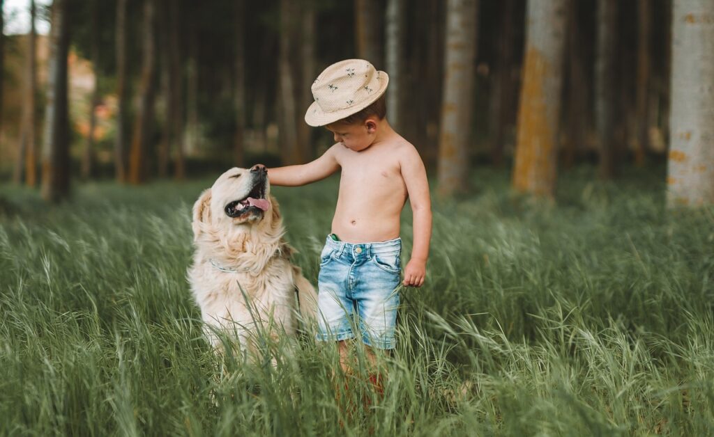 child and dog