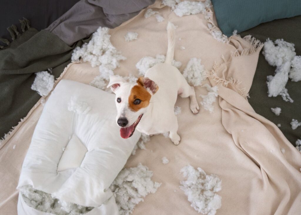 jack russel terrier making a mess