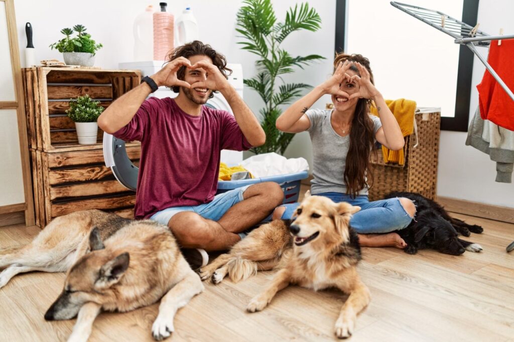 Couaples with two dogs