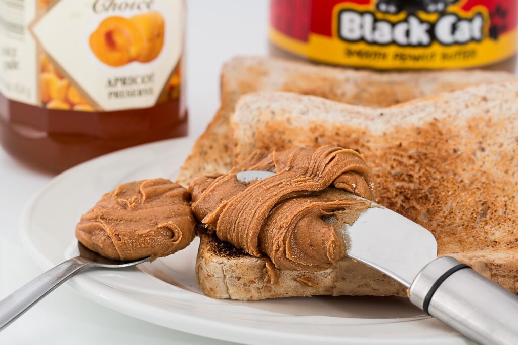 dog with peanut butter