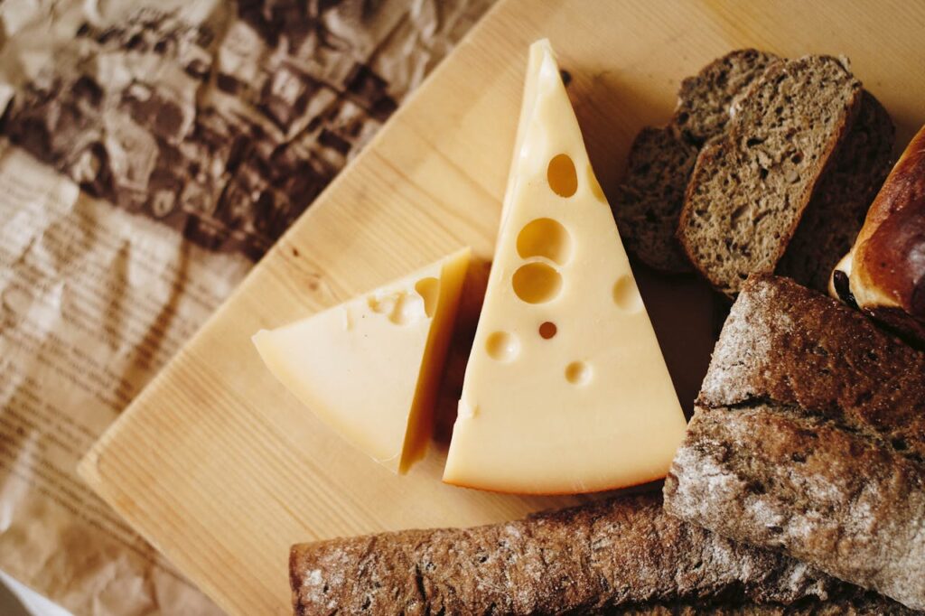 dog eating cheese