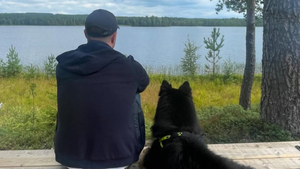 Bohemian Shepherd with its owner