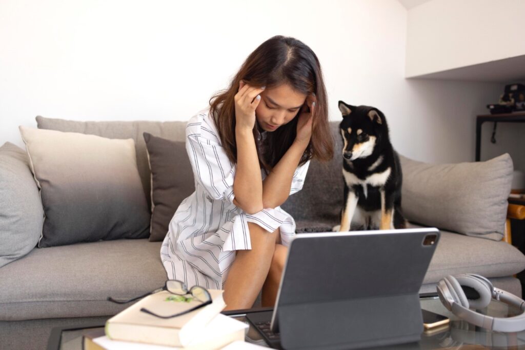 woman Frustrated with dog