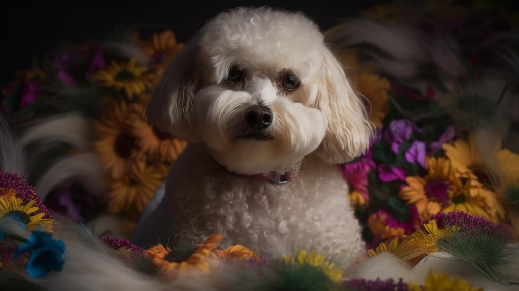 A Bichon Frise in a setting