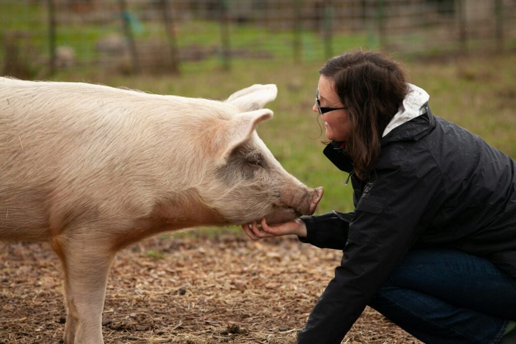 Woman with a pig