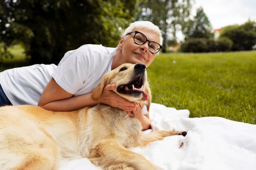 Dog with Senior person