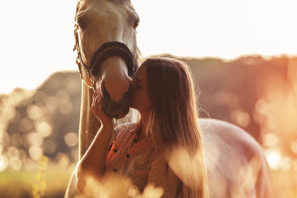 Horse with owner spending some quality time