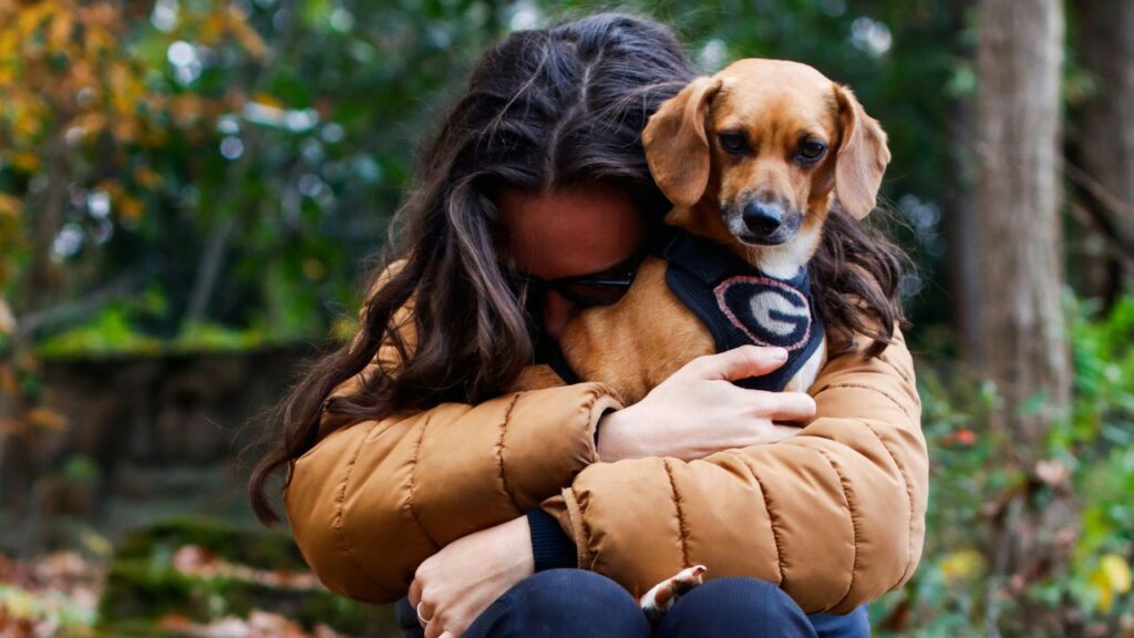 Dog with woman Emotional support
