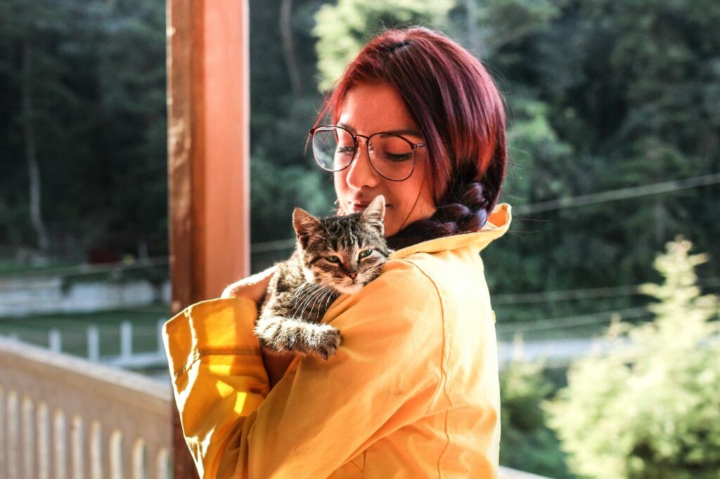 person holding cat