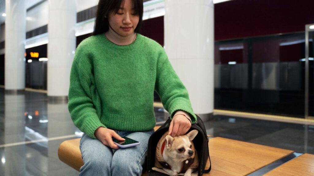 dog at airport counter