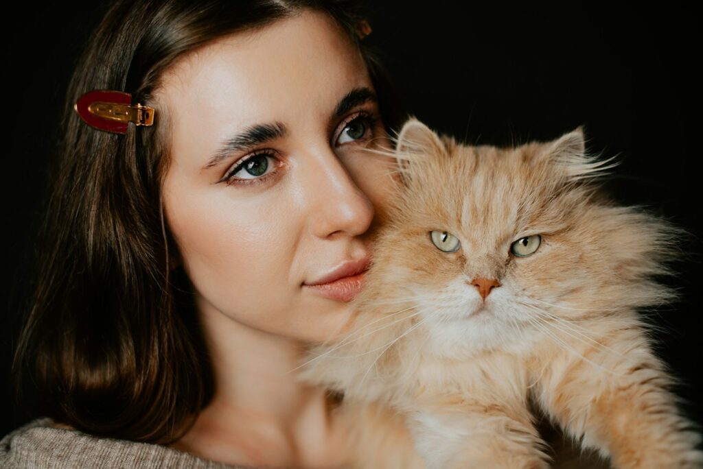 Cat with owner
