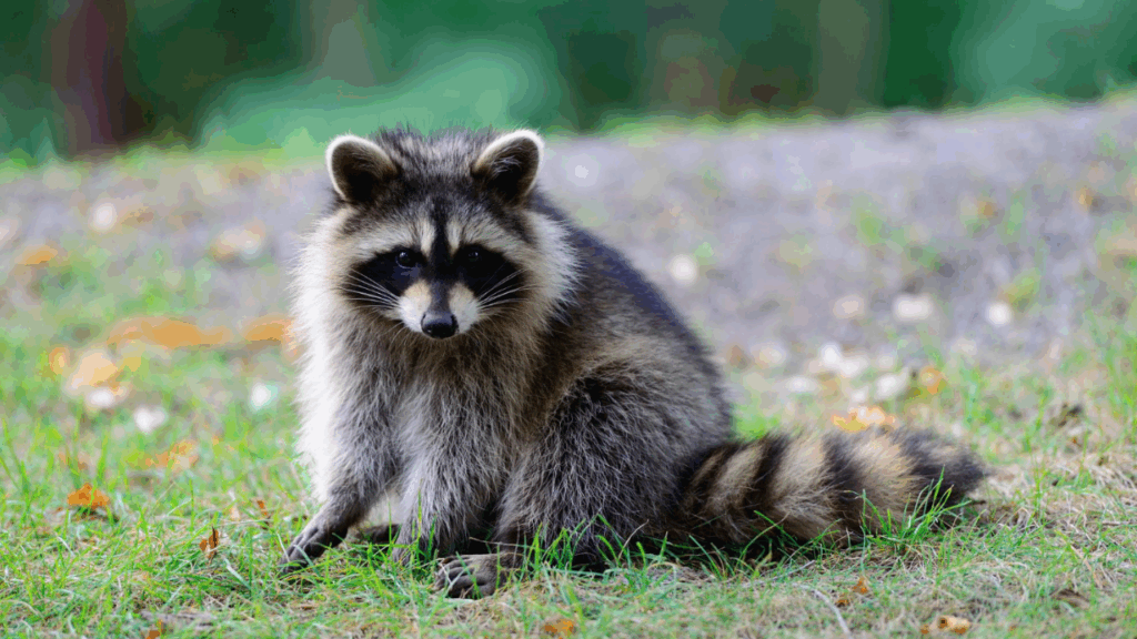 Raccoon in backyard