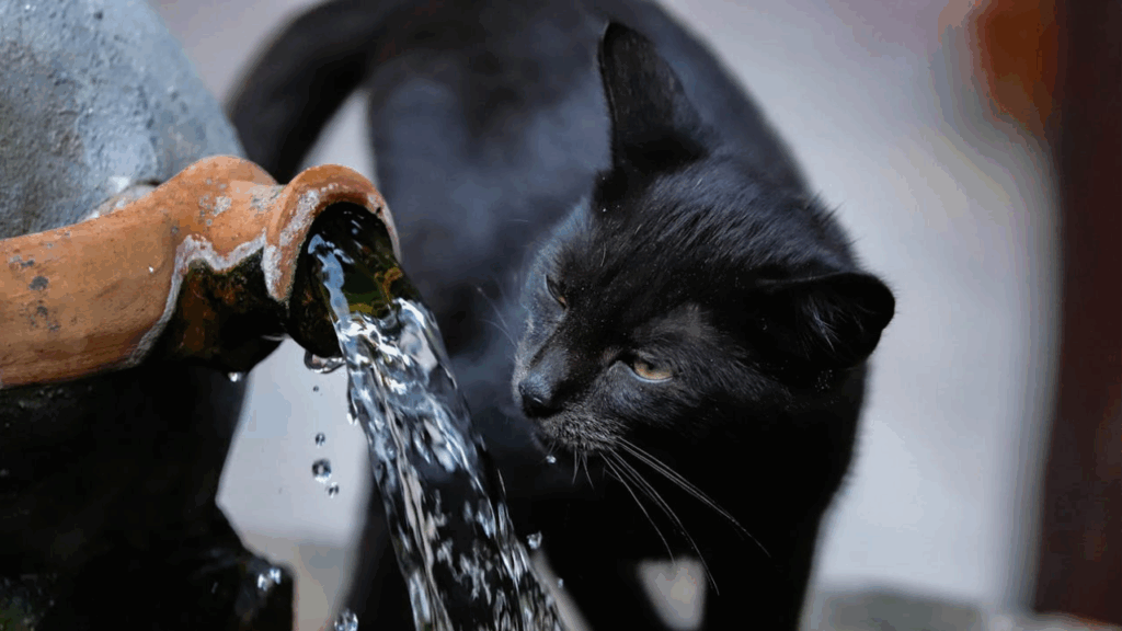Cat drinking water