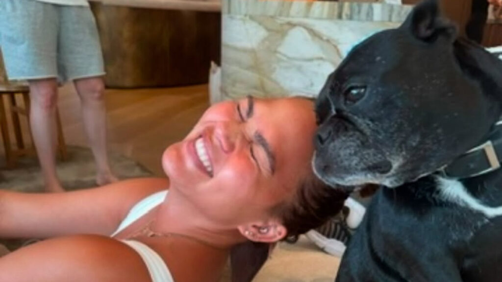 Chrissy Teigen and her dog