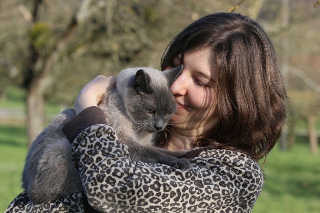 Cat with owner